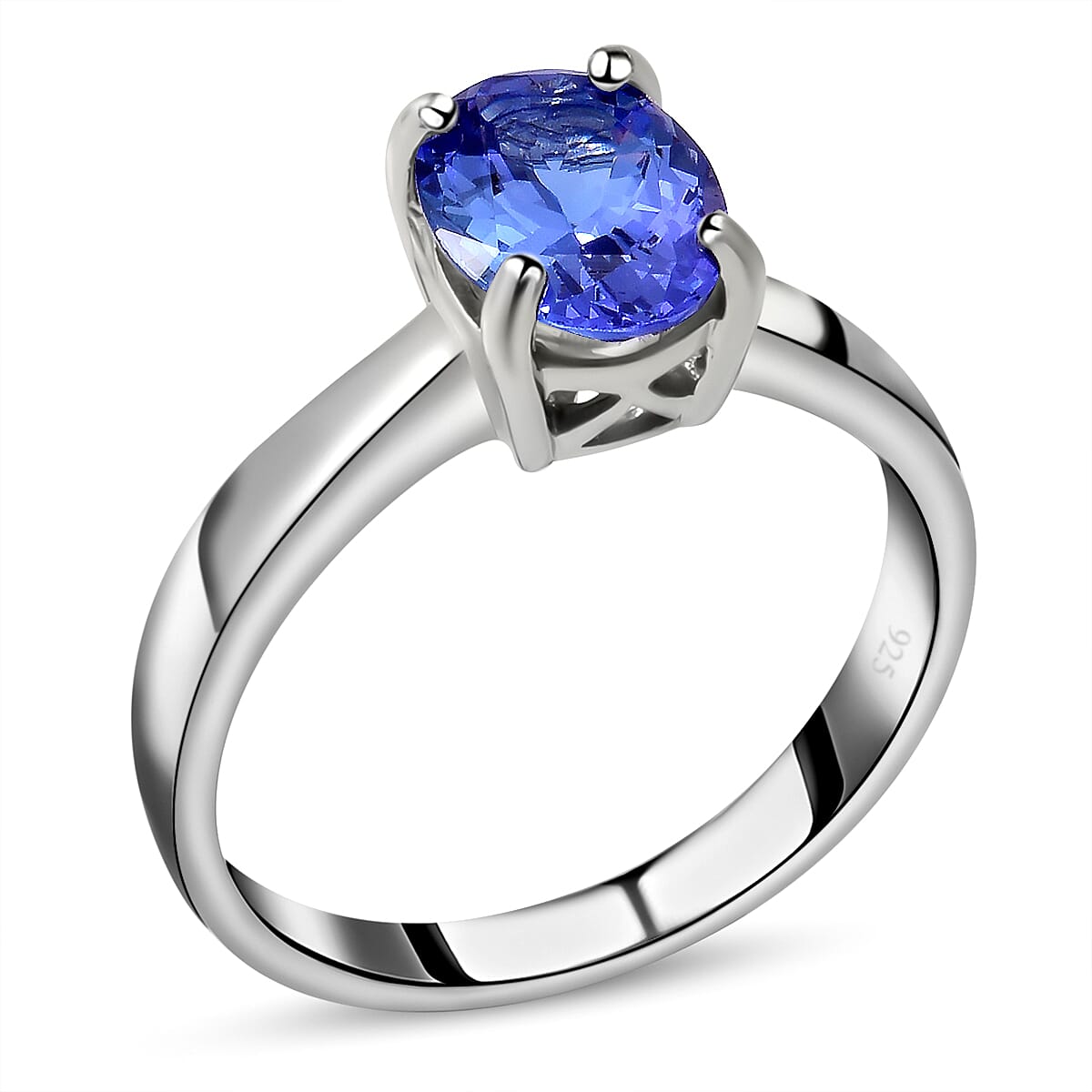 Solitaire Tanzanite Ring in Rhodium Plated Sterling Silver 2.00 Ct. 8727984 3