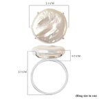 White Keshi Pearl Solitaire Ring in Rhodium Overlay Sterling Silver