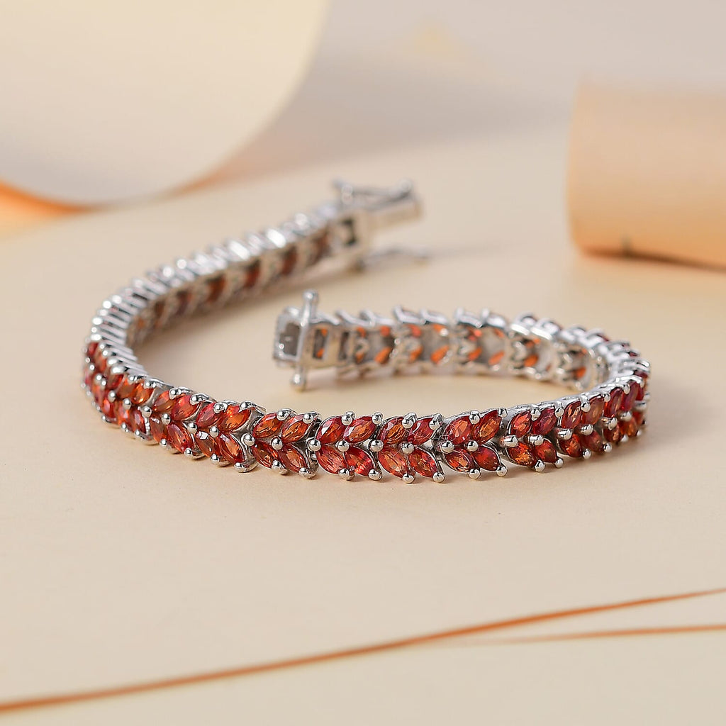 AAA Songea Sapphire  Bracelet (Size - 7) in rhodium Sterling Silver 12.80 ct,  Silver Wt. 15 Gms
