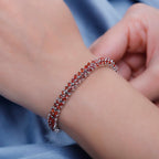 AAA Songea Sapphire  Bracelet (Size - 7) in rhodium Sterling Silver 12.80 ct,  Silver Wt. 15 Gms