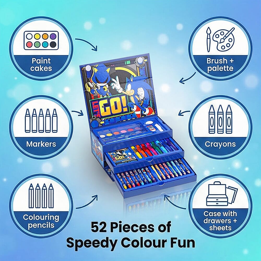 Sonic 43 Piece Colouring Set with Case and Drawers 8352948 1
