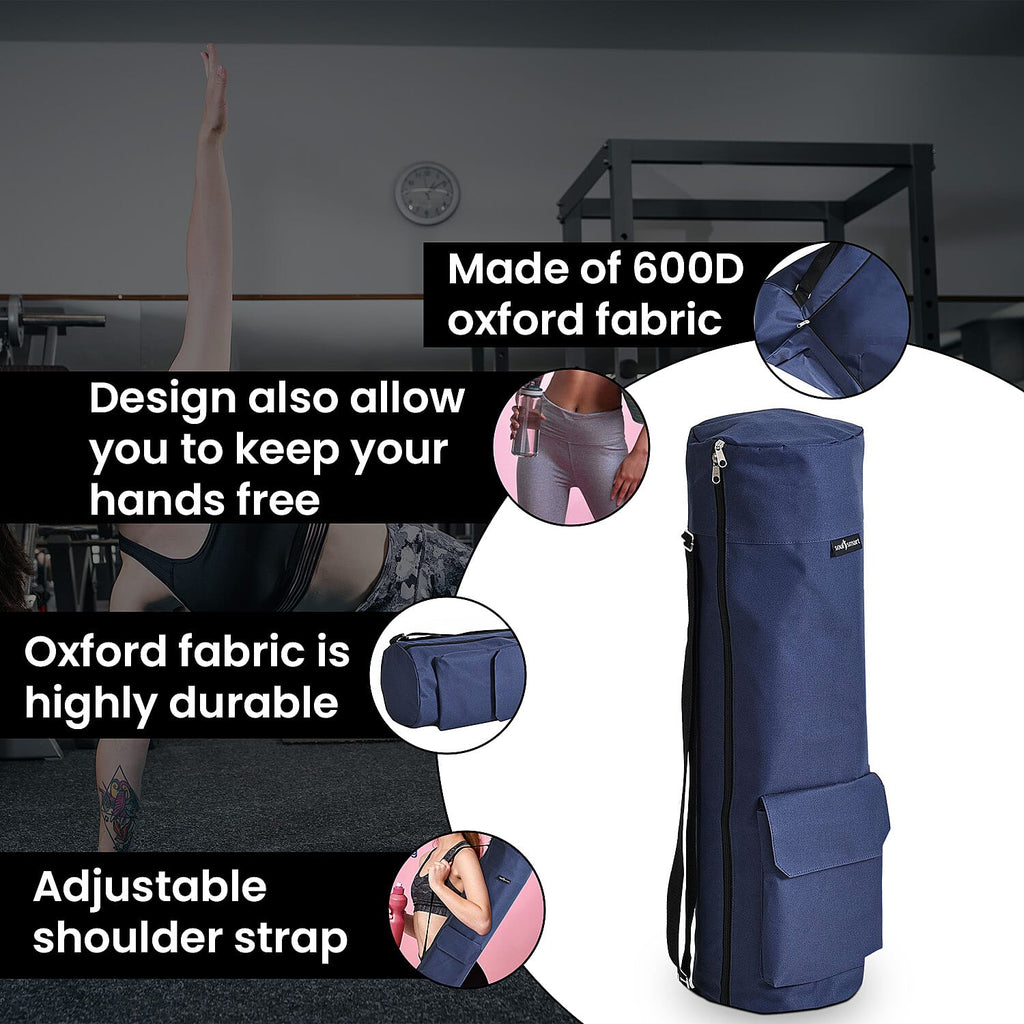 Soul Smart Solid Yoga Bag With Shoulder Strap (Size - 70x20) Navy