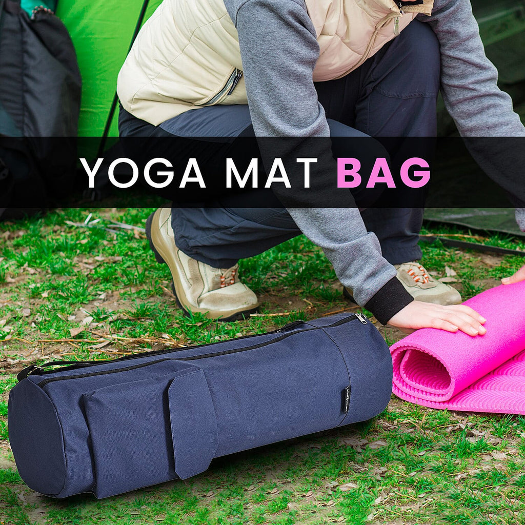 Soul Smart Solid Yoga Bag With Shoulder Strap (Size - 70x20) Navy