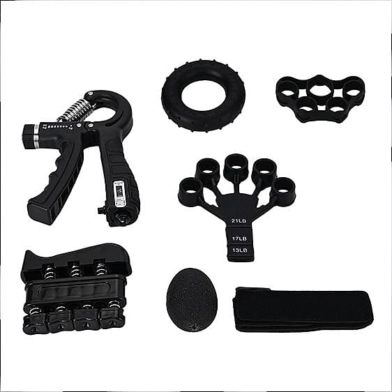 Soulsmart 6-in-1 Grip Strength Training Set - Adjustable Gripper, Rings, Balls, &amp; Finger Exercisers - Black 7994158 0