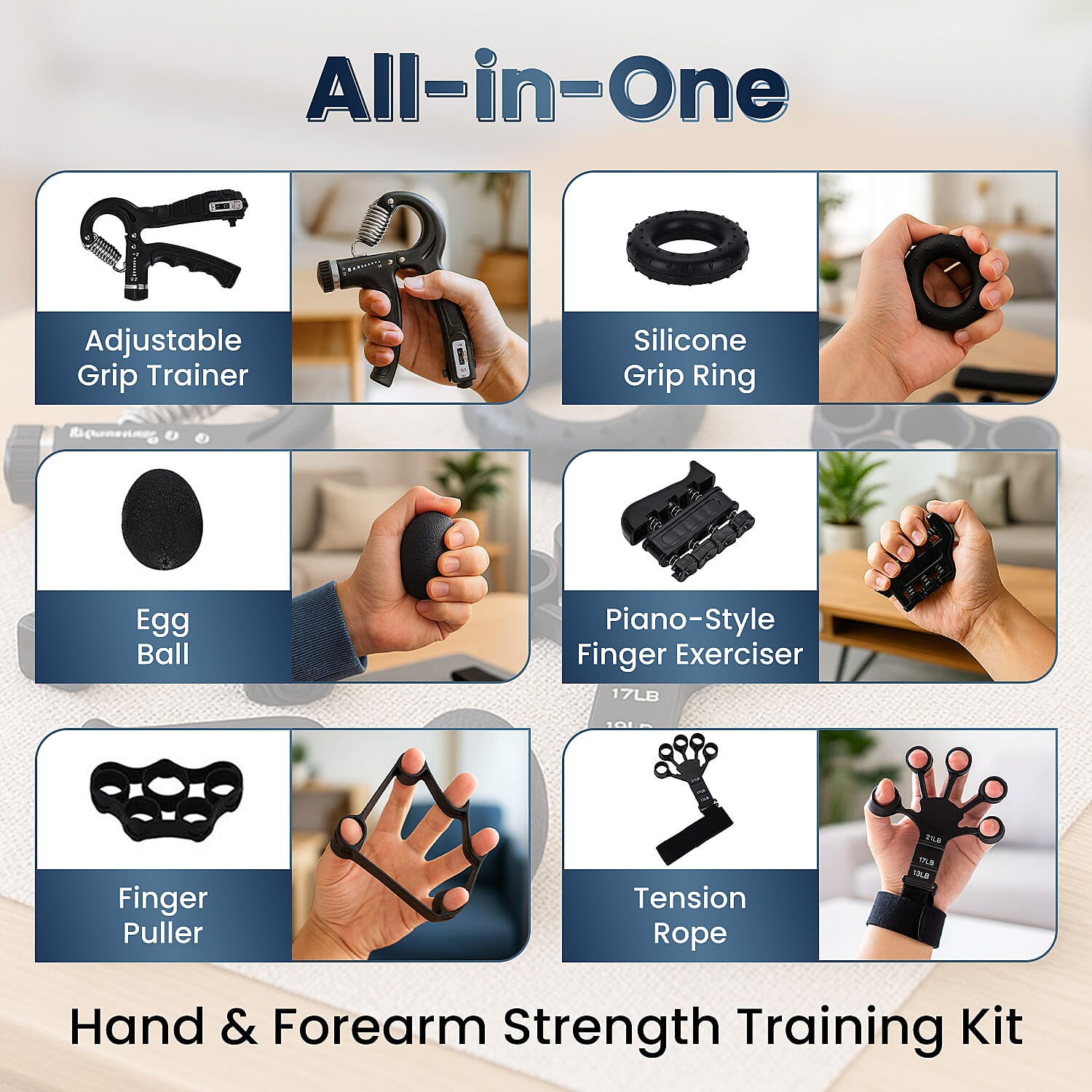 Soulsmart 6-in-1 Grip Strength Training Set - Adjustable Gripper, Rings, Balls, &amp; Finger Exercisers - Black 7994158 3
