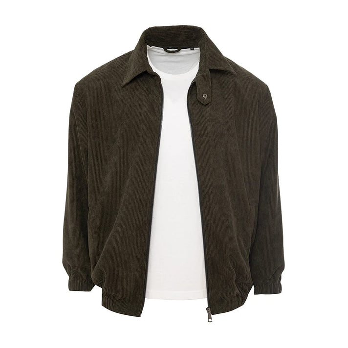 Soulstar Mens Full-Zip Cordoroy Jacket With Collar (Size L) - Khaki 8377280 1