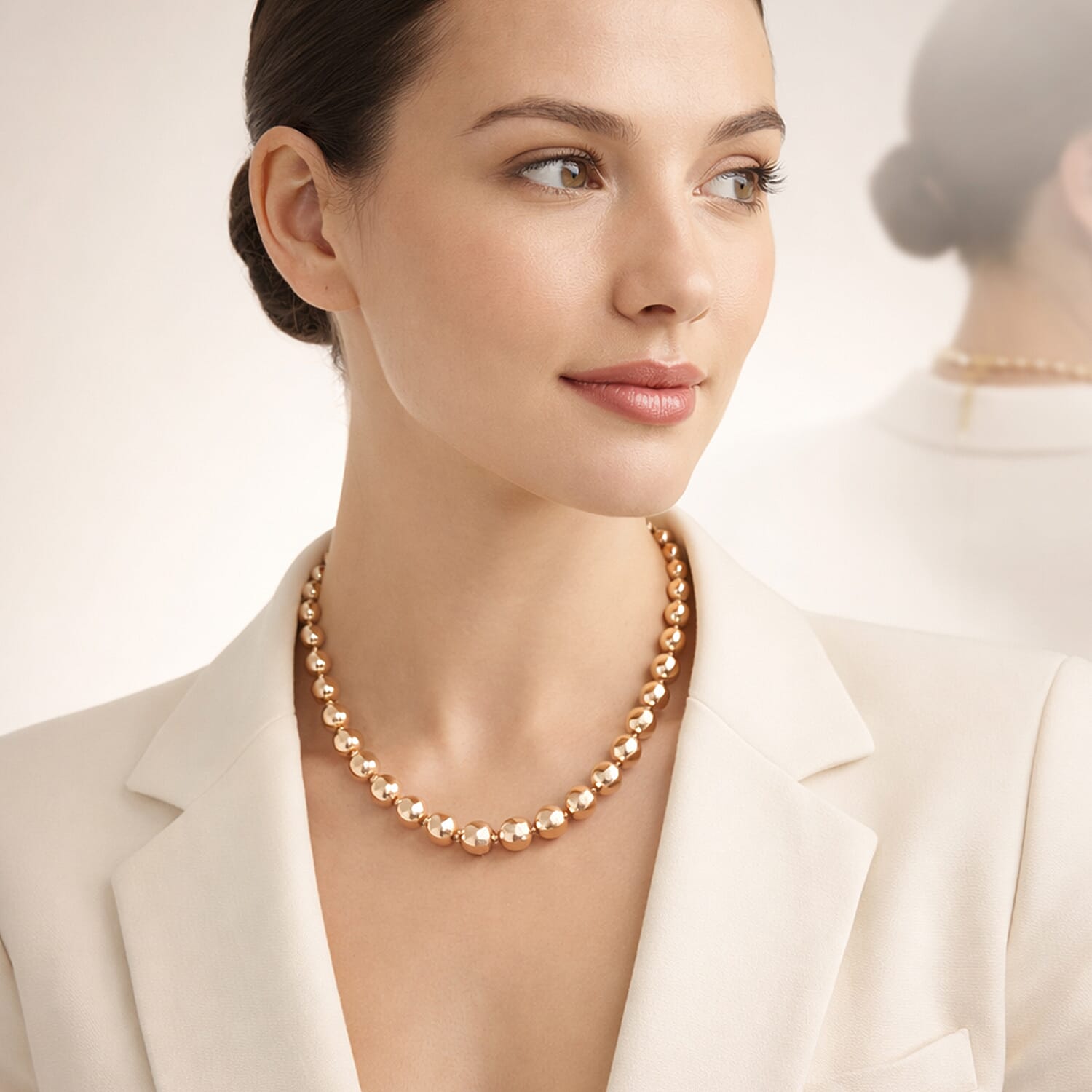 South Sea  Golden Colour Faceted Shell Pearl Necklace (Size 18 - 2 Ext) 200.00 Ct. 8335721 4