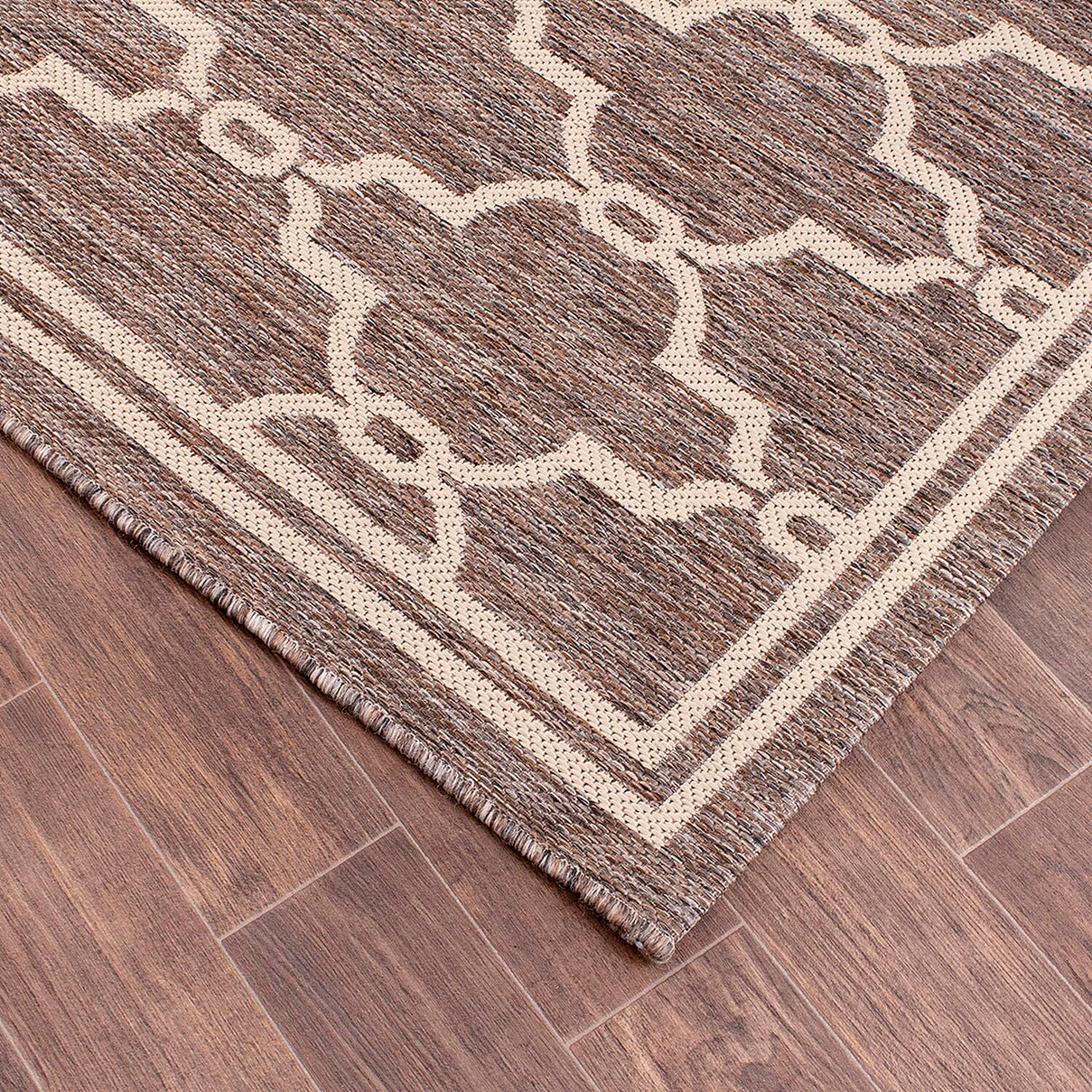 Spanish Tile Woven Outdoor Rug Taupe/Natural (Size 80x150) 7798662 1
