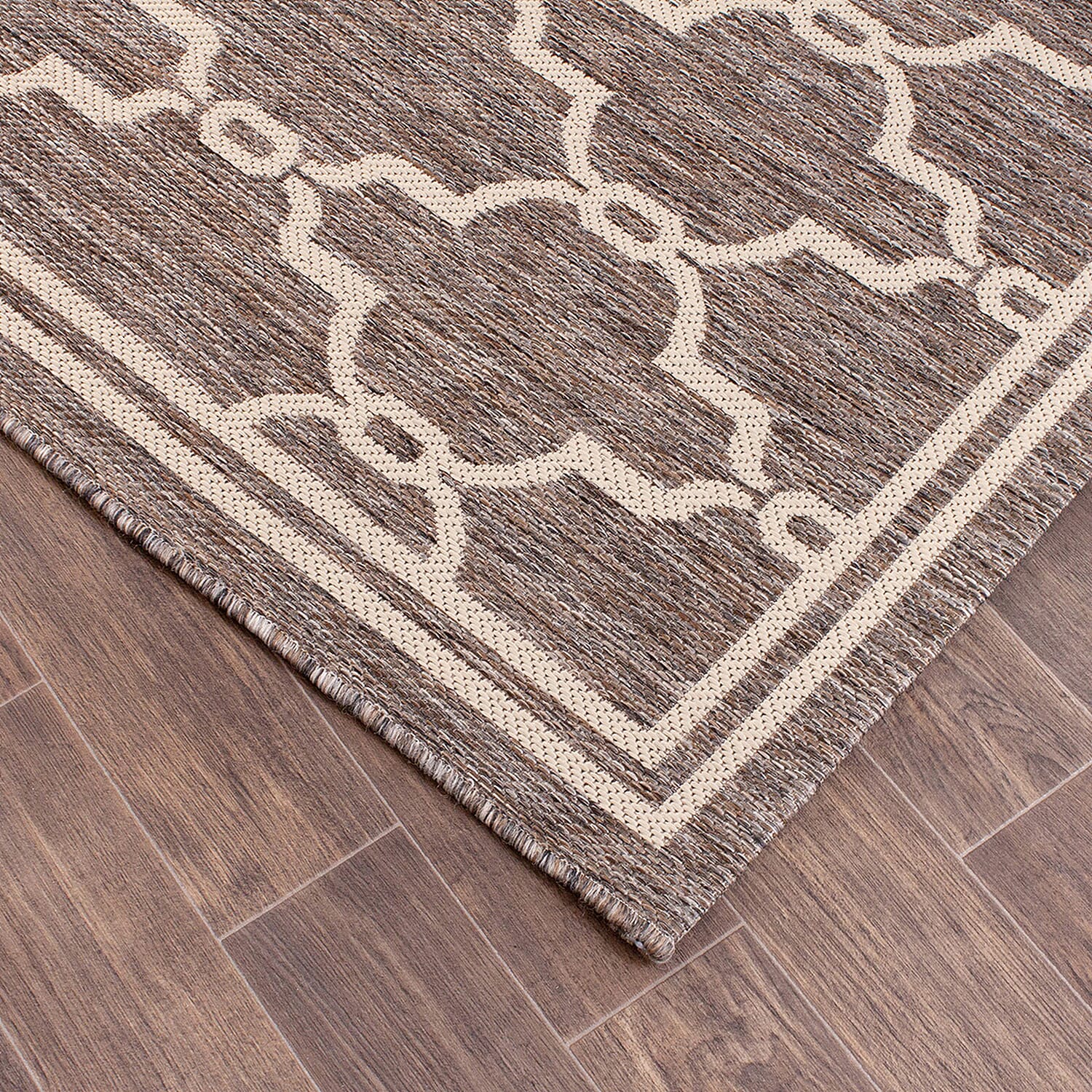 Spanish Tile Woven Outdoor Rug Taupe/Natural (Size 80x150) 7798662 1