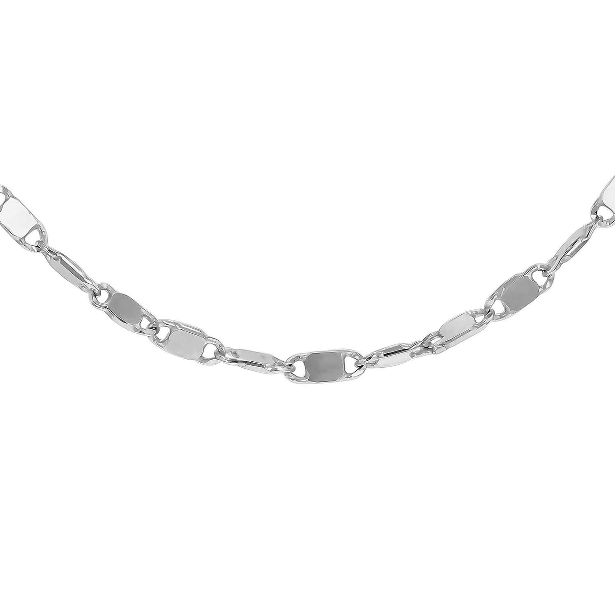 Sparkle Flat Link Necklace 16 Inch in 9K White Gold 7588122 0