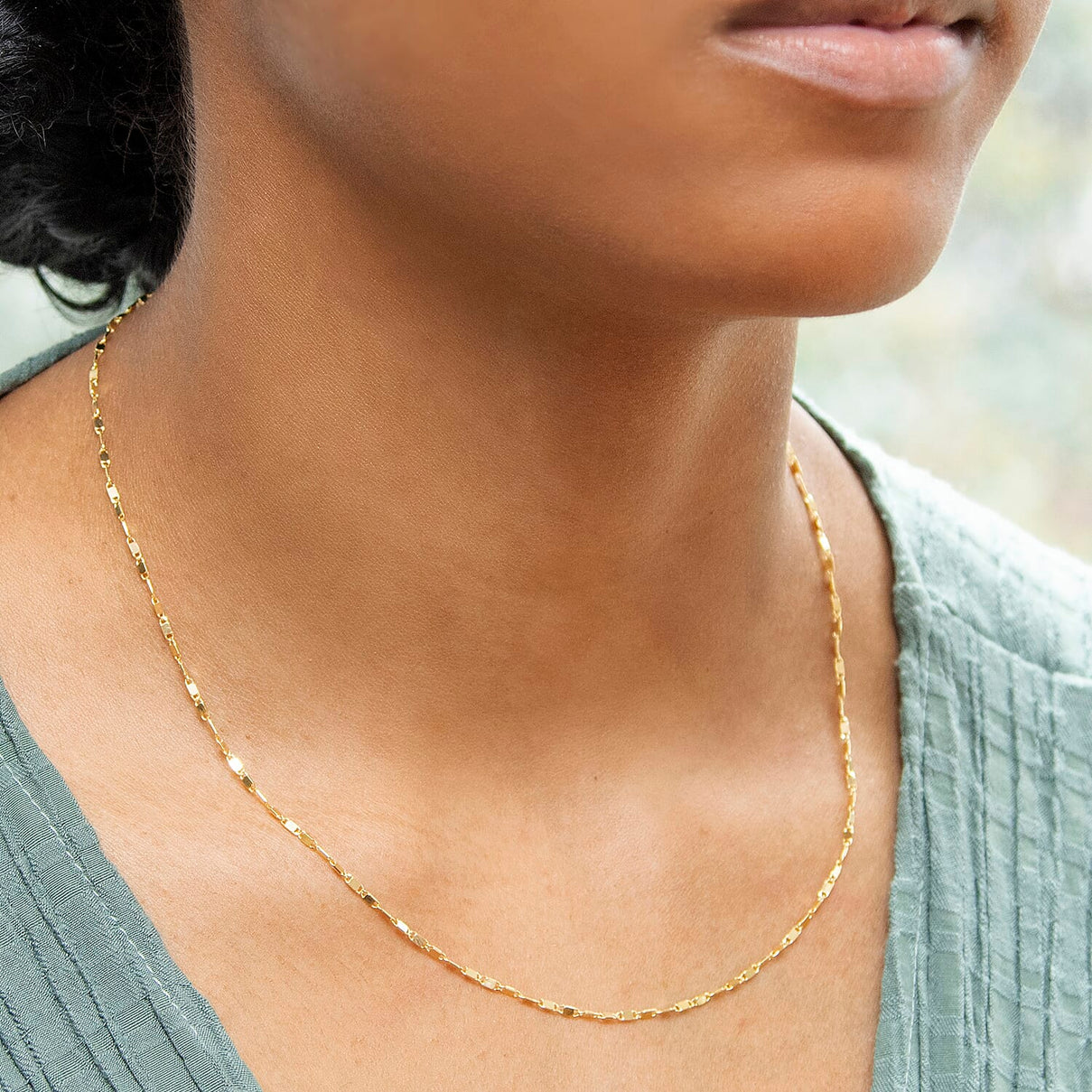 Sparkle Flat Link Necklace 18 Inch in 9K Yellow Gold 7575800 1