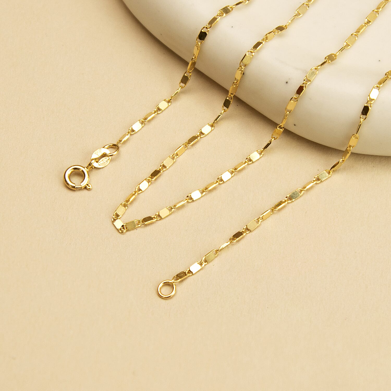 Sparkle Flat Link Necklace 18 Inch in 9K Yellow Gold 7575800 2