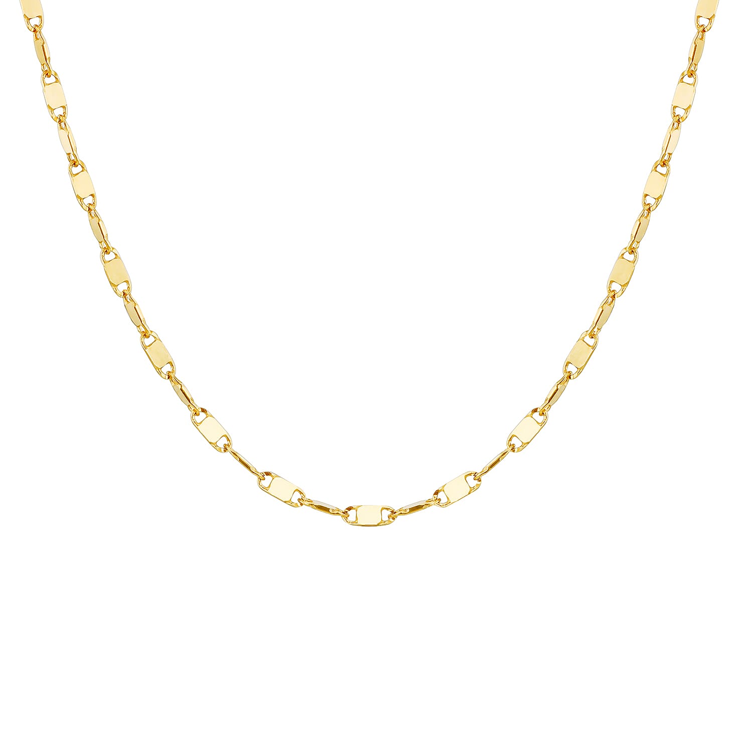 Sparkle Flat Link Necklace 18 Inch in 9K Yellow Gold 7575800 3