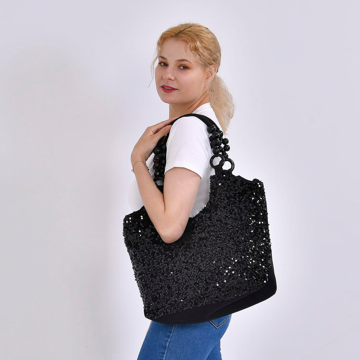 Sparkling Sequin Tote Bag (Size 45x10x36 cm) - Black 7756728 9