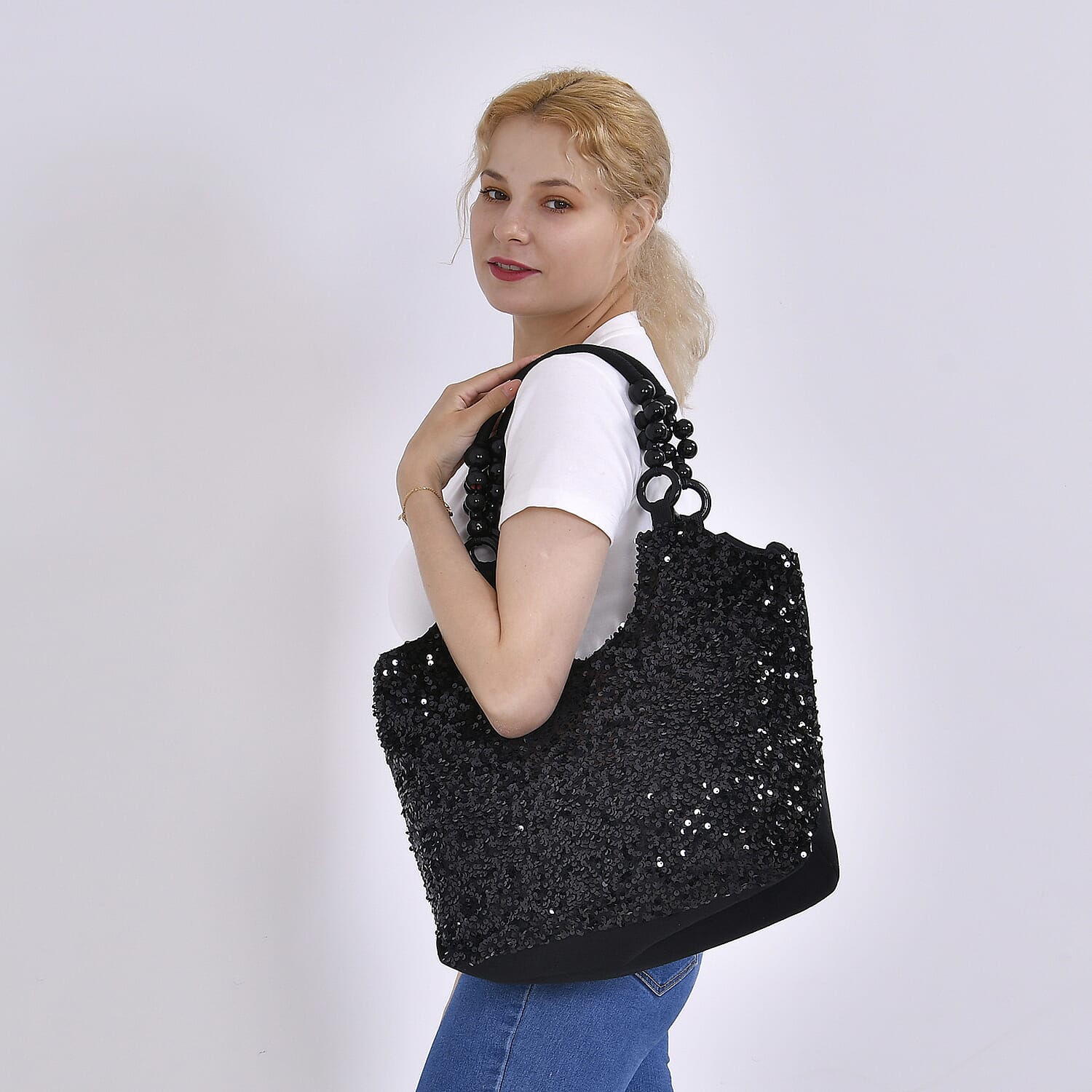 Sparkling Sequin Tote Bag (Size 45x10x36 cm) - Black 7756728 9