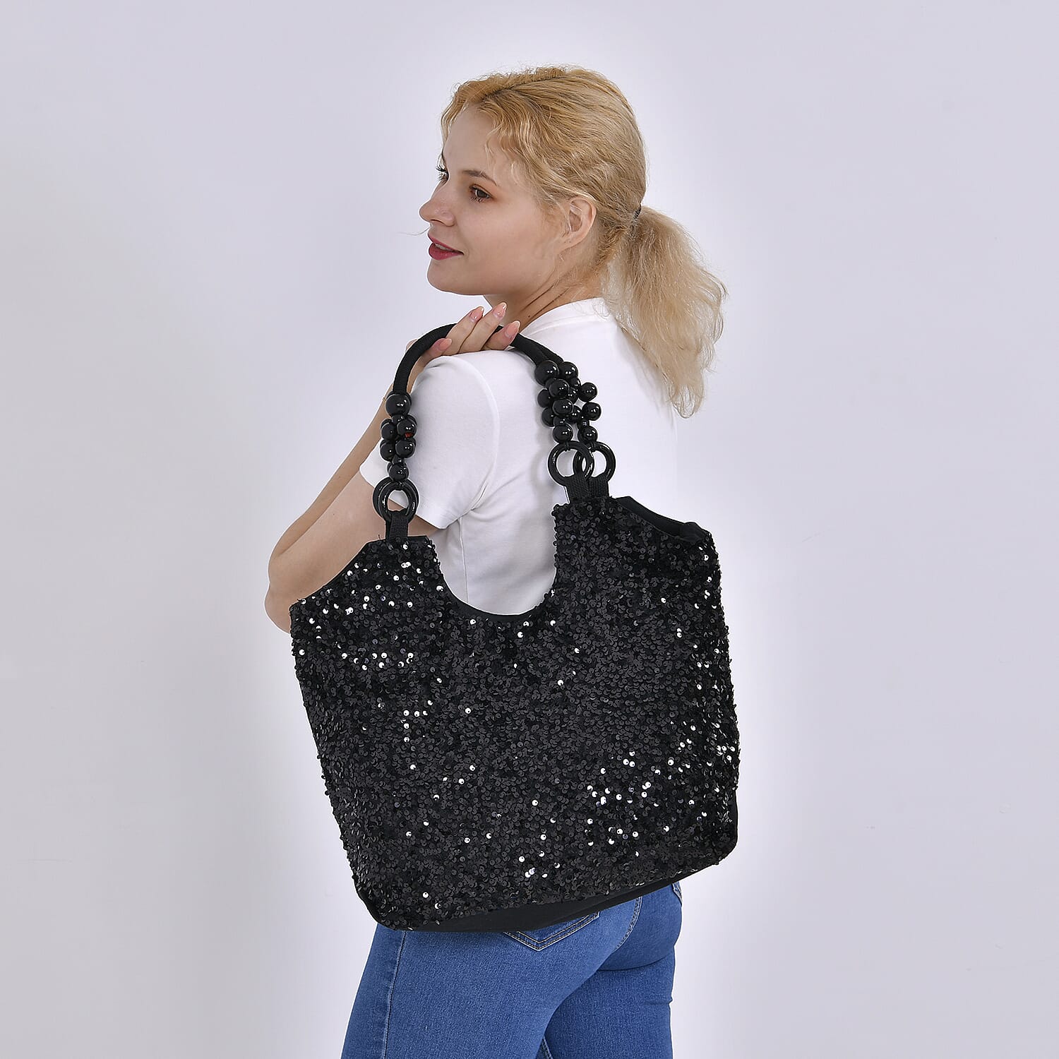 Sparkling Sequin Tote Bag (Size 45x10x36 cm) - Black 7756728 10