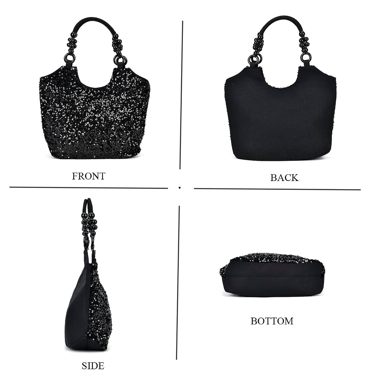 Sparkling Sequin Tote Bag (Size 45x10x36 cm) - Black 7756728 11