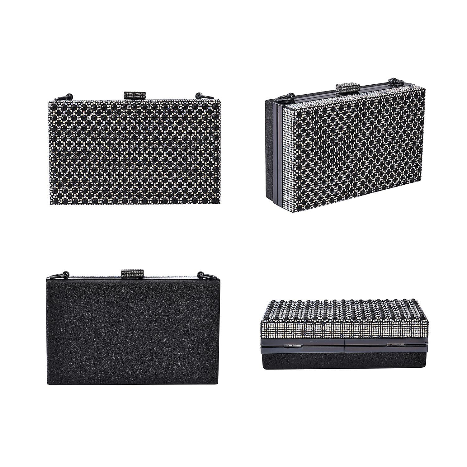 Sparkly Crystal Diamante Evening Clutch - Black 7154972 3