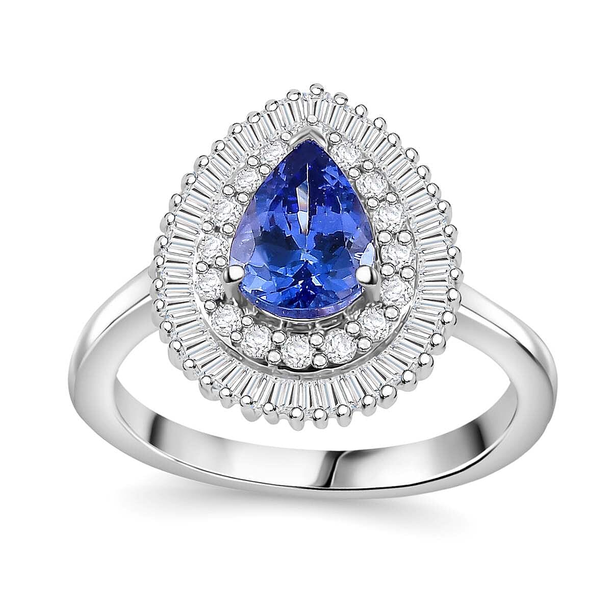 Special Order 9K White Gold AA Tanzanite &amp; White Diamond Ring 1.57 Ct 7931378 0