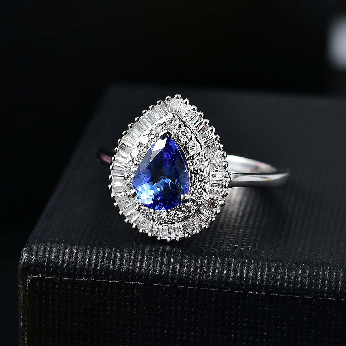 Special Order 9K White Gold AA Tanzanite &amp; White Diamond Ring 1.57 Ct 7931378 1