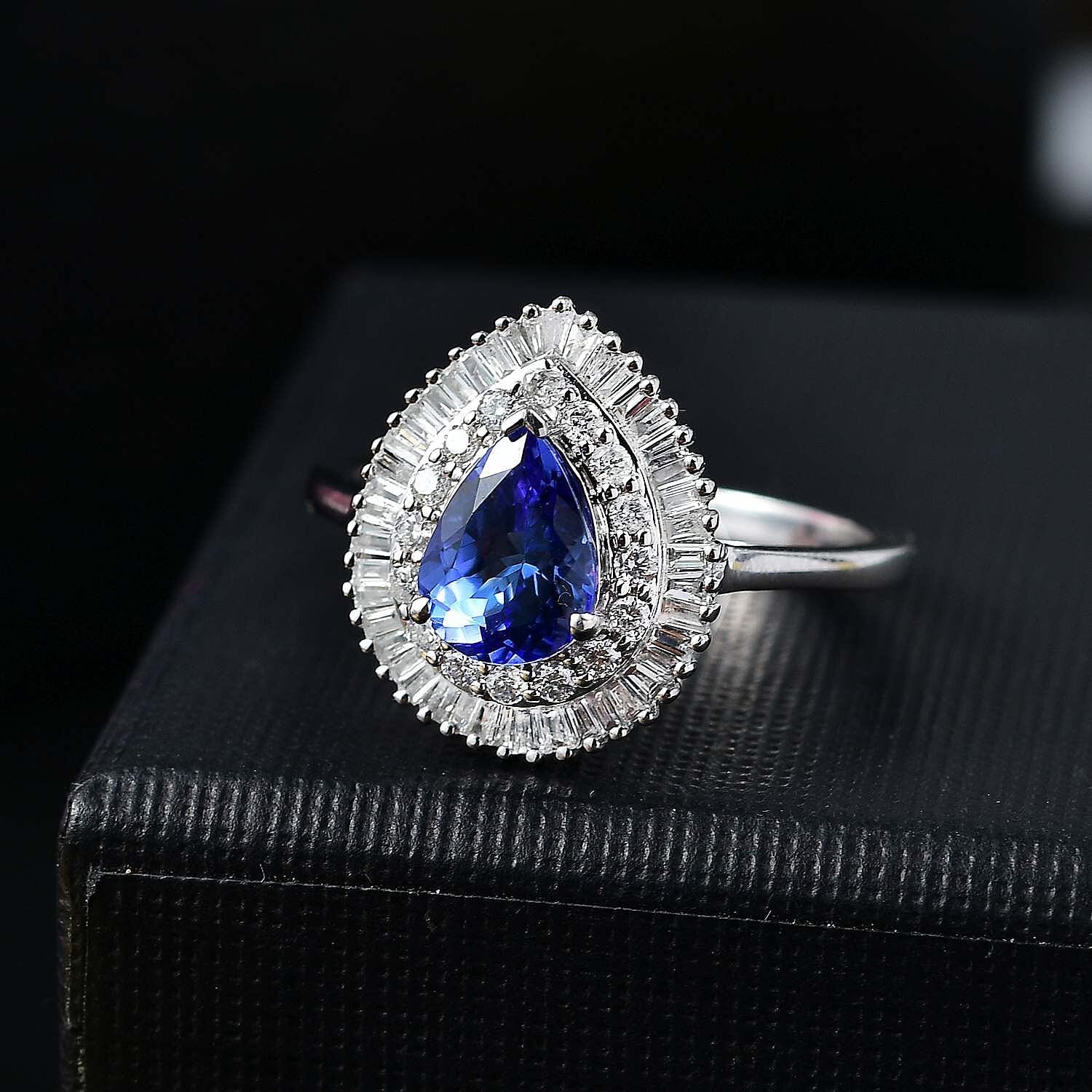 Special Order 9K White Gold AA Tanzanite &amp; White Diamond Ring 1.57 Ct 7931378 1