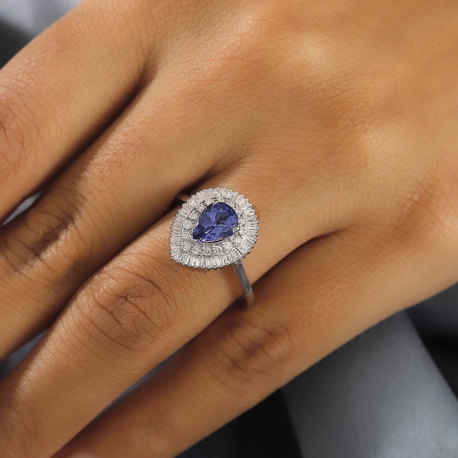 Special Order 9K White Gold AA Tanzanite &amp; White Diamond Ring 1.57 Ct 7931378 2