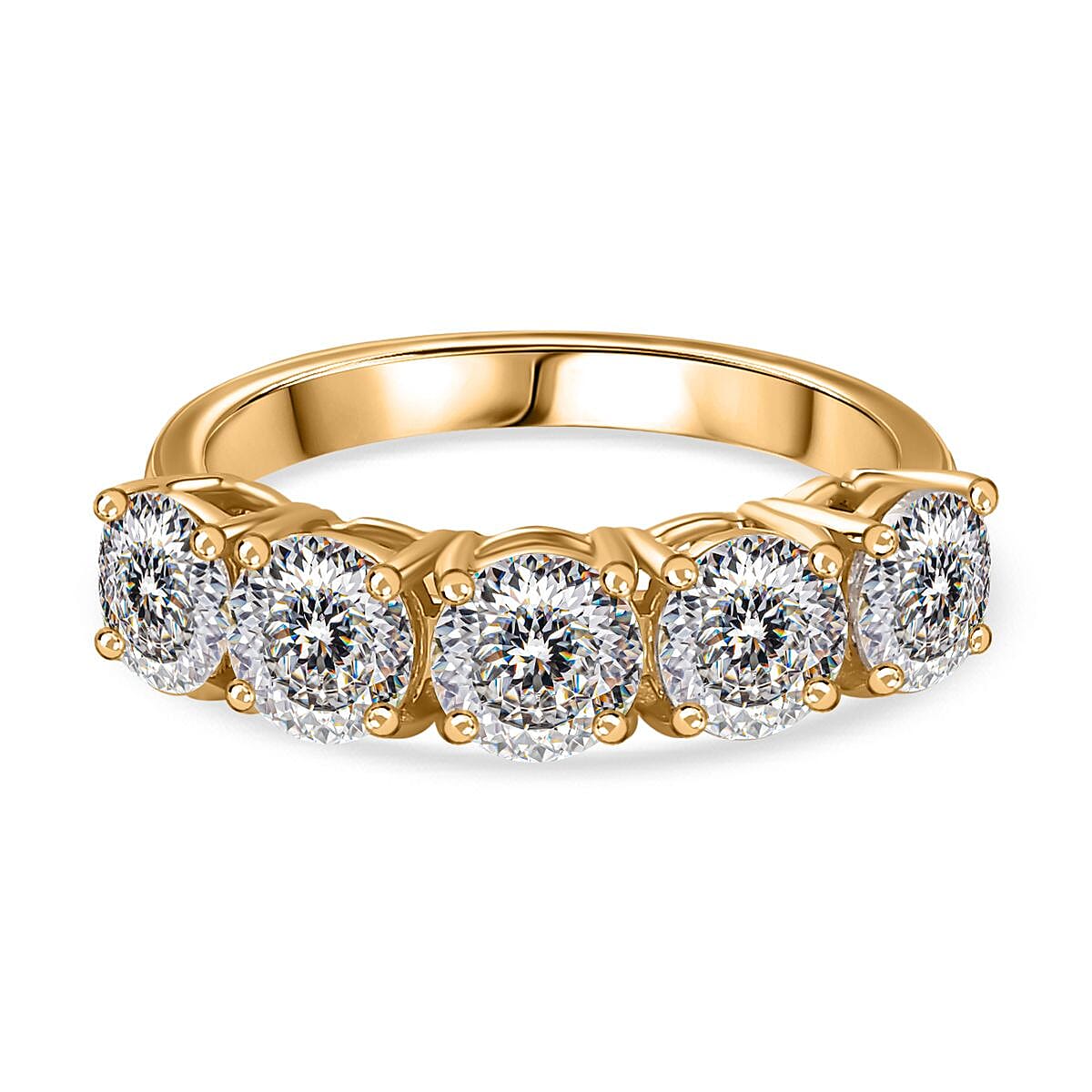 Special Order 9K Yellow Gold Moissanite 5 Stone Ring 2.40 Ct, Gold Wt. 3 Gms 7811722 0