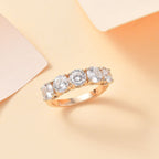 Special Order 9K Yellow Gold Moissanite 5 Stone Ring 2.40 Ct, Gold Wt. 3 Gms