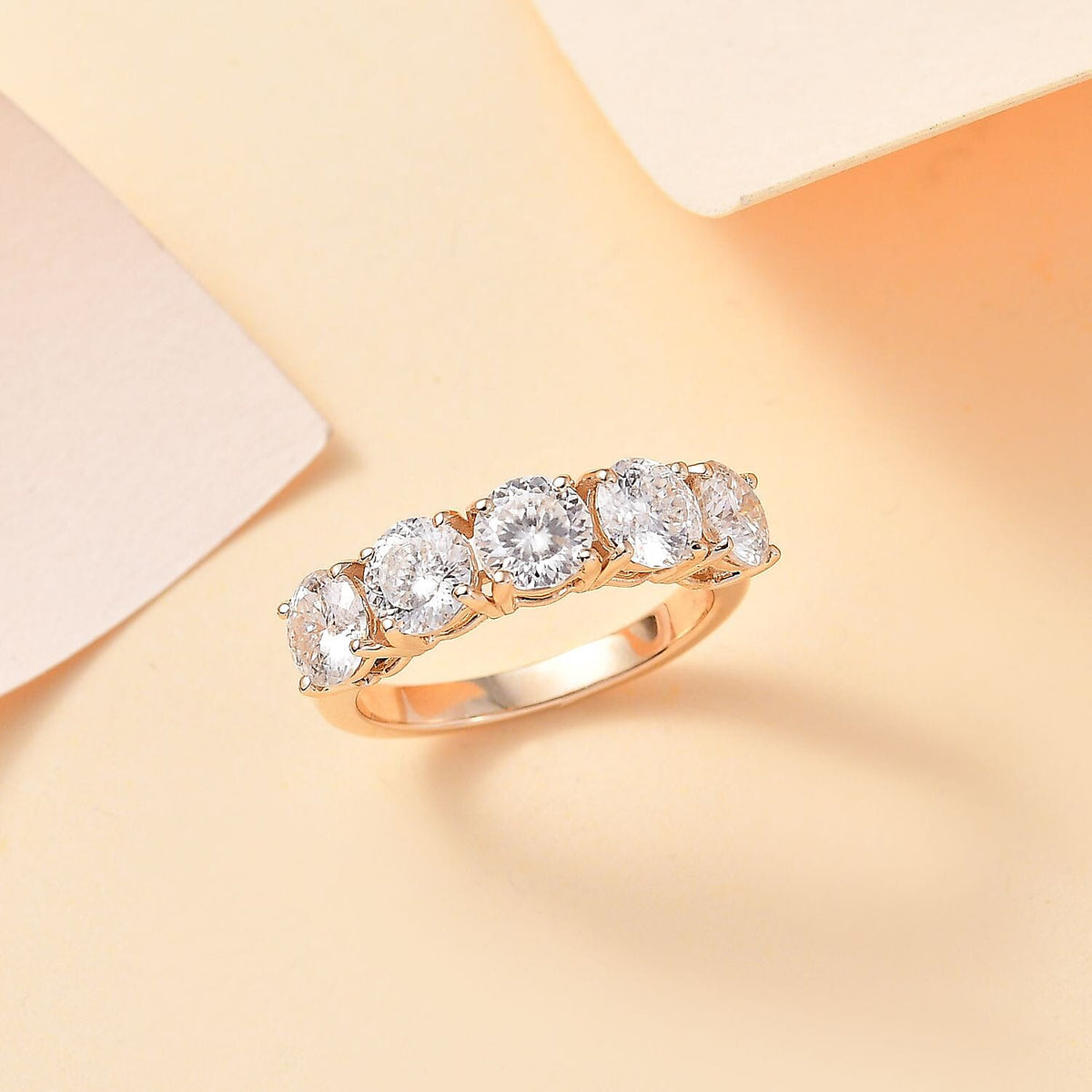Special Order 9K Yellow Gold Moissanite 5 Stone Ring 2.40 Ct, Gold Wt. 3 Gms 7811722 2