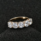 Special Order 9K Yellow Gold Moissanite 5 Stone Ring 2.40 Ct, Gold Wt. 3 Gms