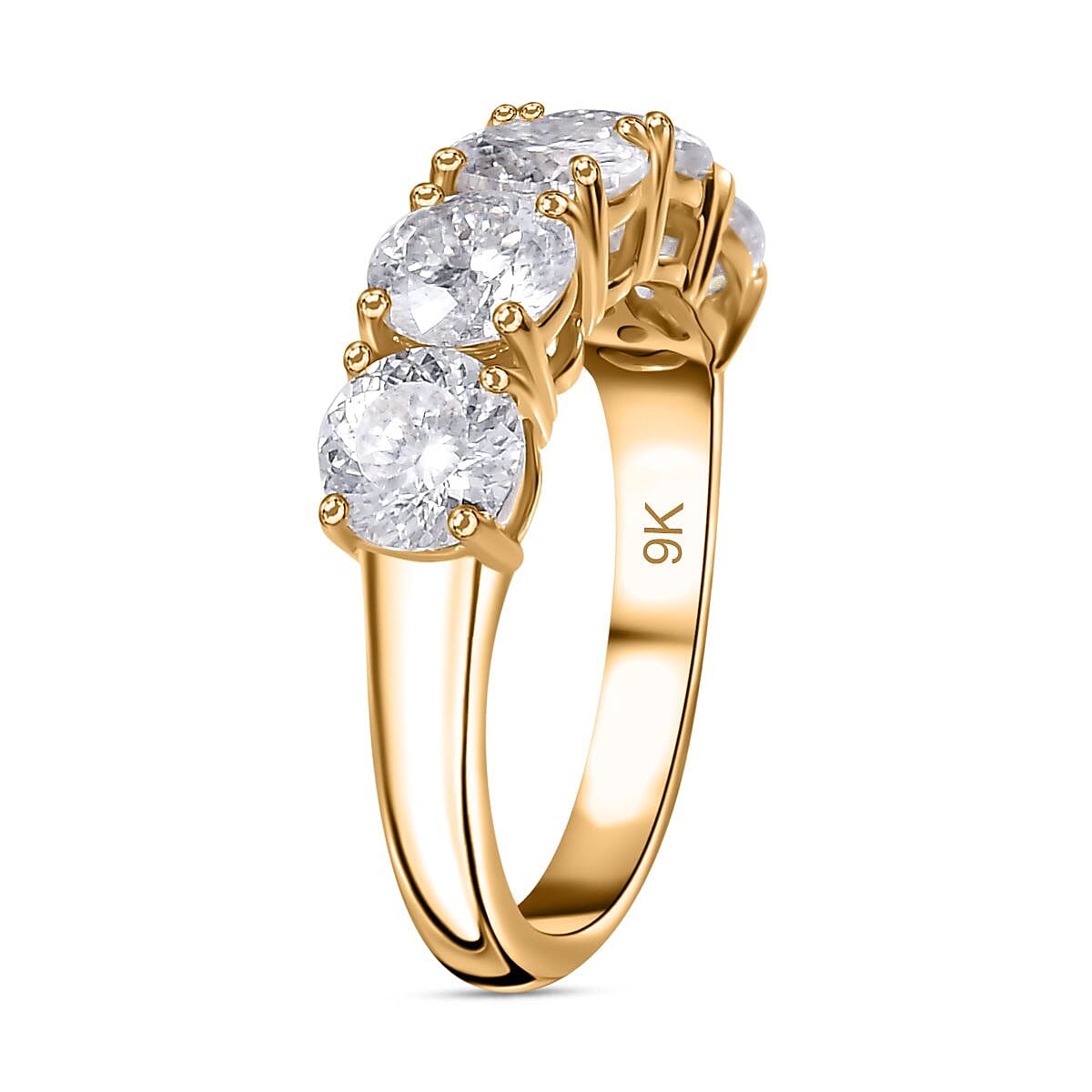Special Order 9K Yellow Gold Moissanite 5 Stone Ring 2.40 Ct, Gold Wt. 3 Gms 7811722 5