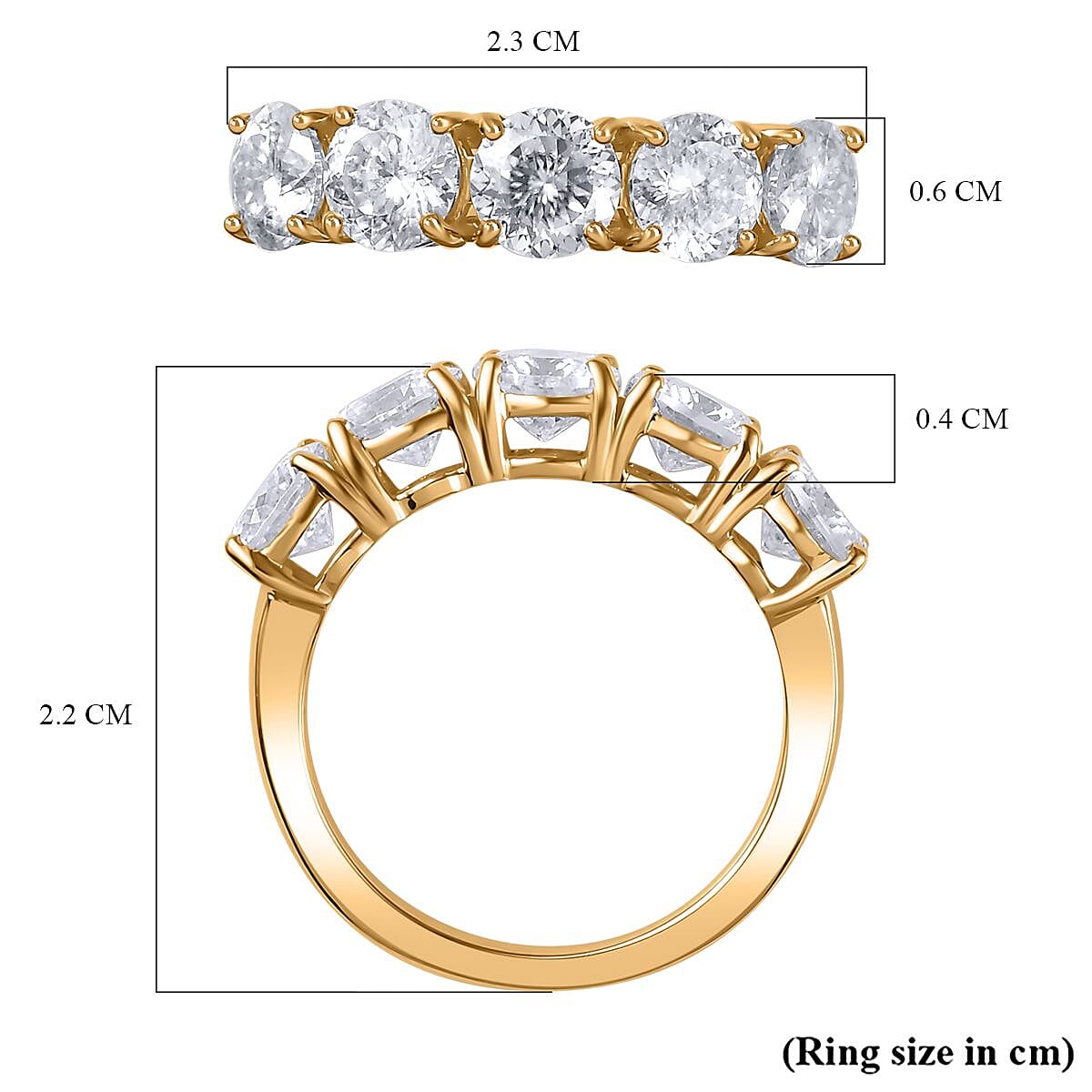 Special Order 9K Yellow Gold Moissanite 5 Stone Ring 2.40 Ct, Gold Wt. 3 Gms 7811722 7