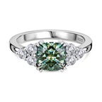 Special Order Green Moissanite Ring in Rhodium Overlay Sterling Silver 2.87 Ct.