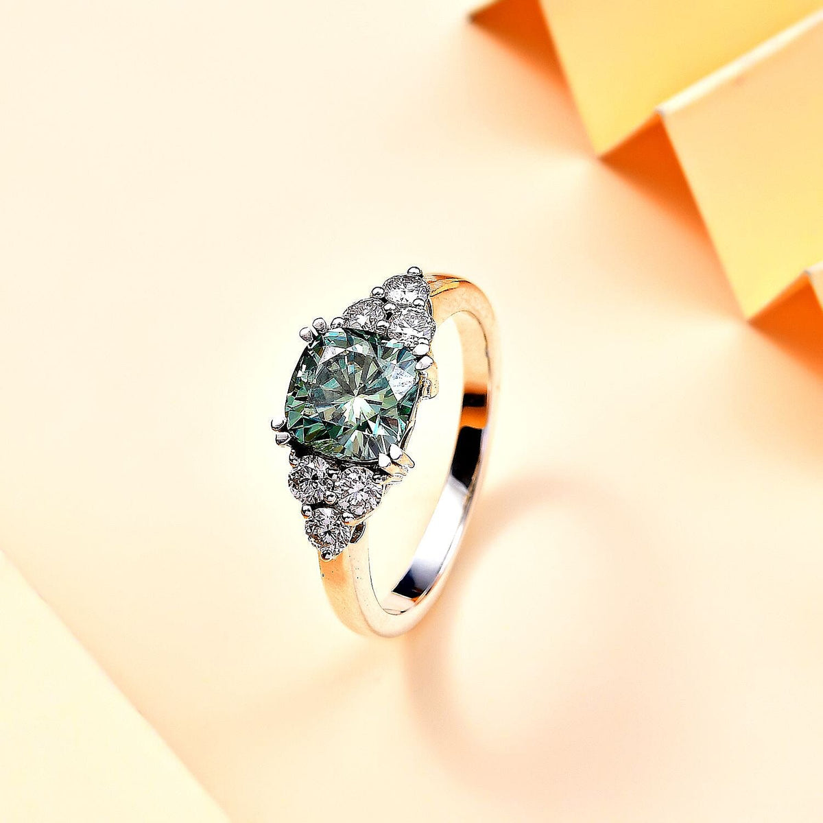 Special Order Green Moissanite Ring in Rhodium Overlay Sterling Silver 2.87 Ct. 8027536 1
