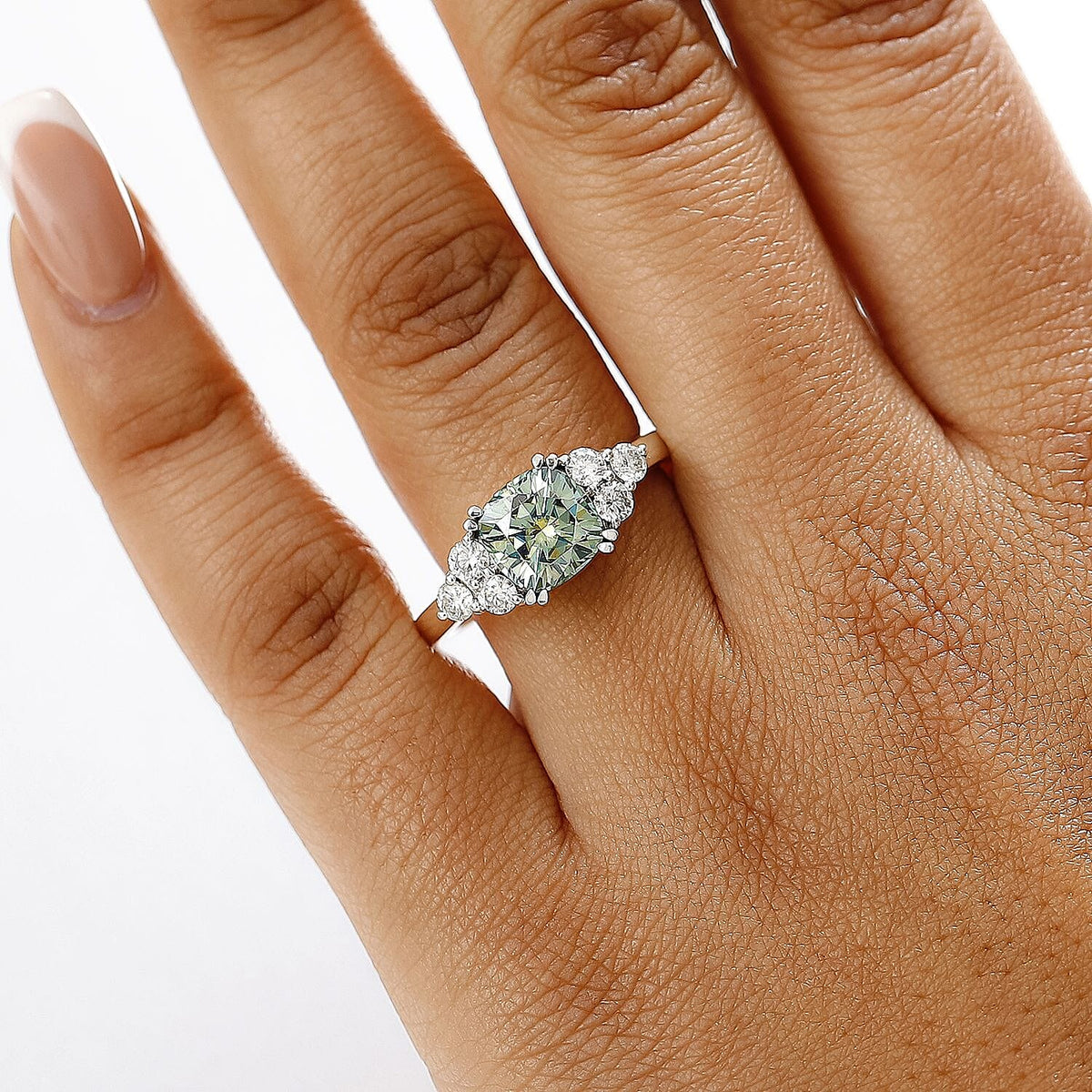 Special Order Green Moissanite Ring in Rhodium Overlay Sterling Silver 2.87 Ct. 8027536 2
