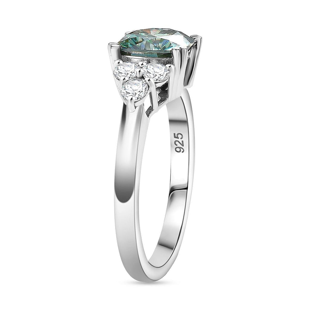 Special Order Green Moissanite Ring in Rhodium Overlay Sterling Silver 2.87 Ct.