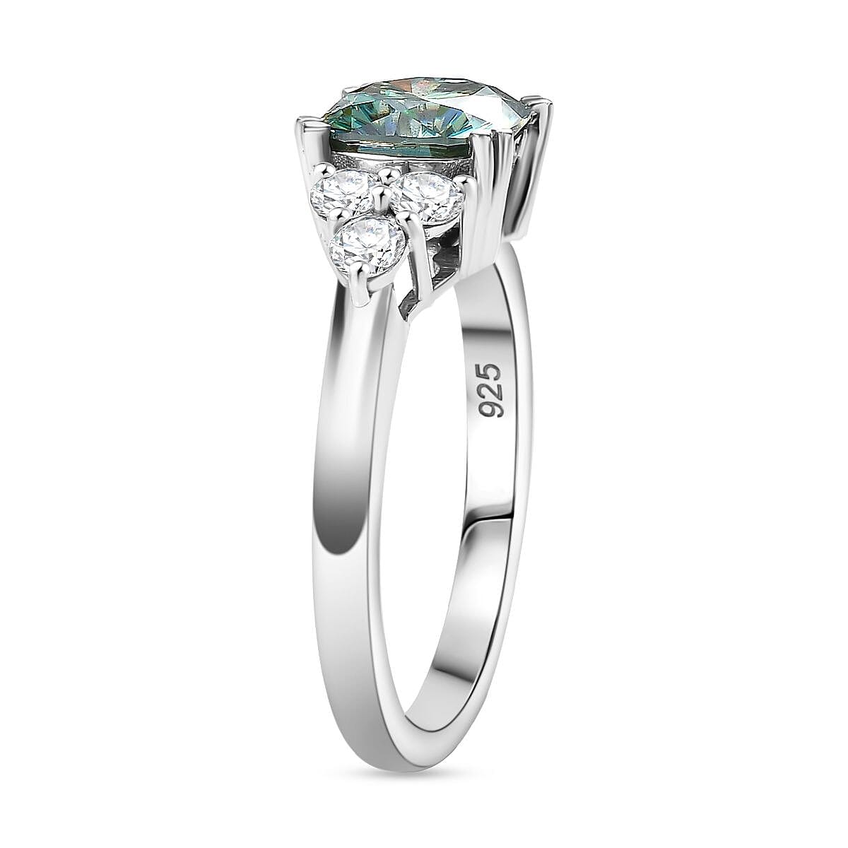 Special Order Green Moissanite Ring in Rhodium Overlay Sterling Silver 2.87 Ct. 8027536 3