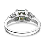 Special Order Green Moissanite Ring in Rhodium Overlay Sterling Silver 2.87 Ct.