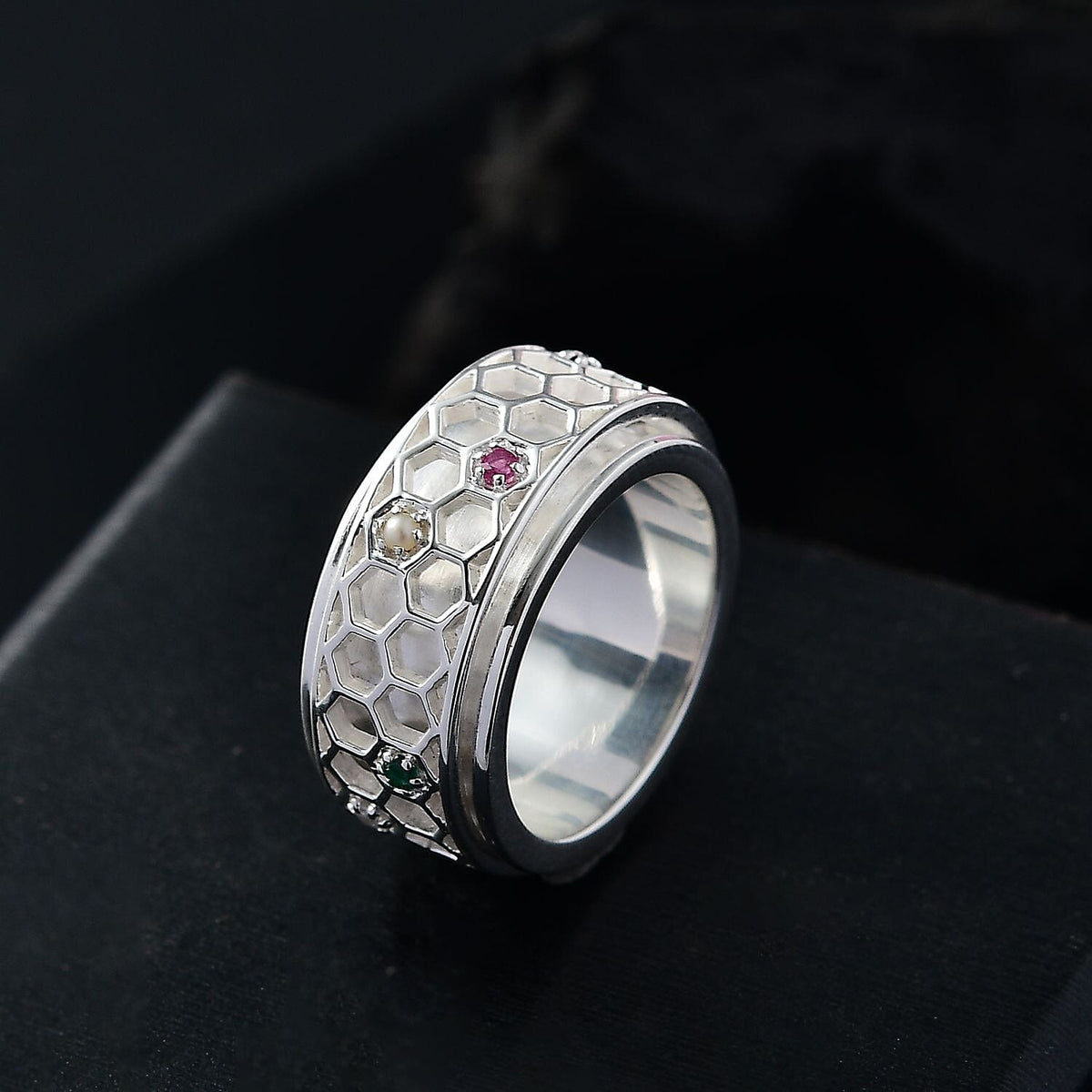Special Order -  Ruby, &amp; Multi Gemstones Ring Sterling Silver 0.26 Ct, Silver Wt. 12 Gms. 7985480 1