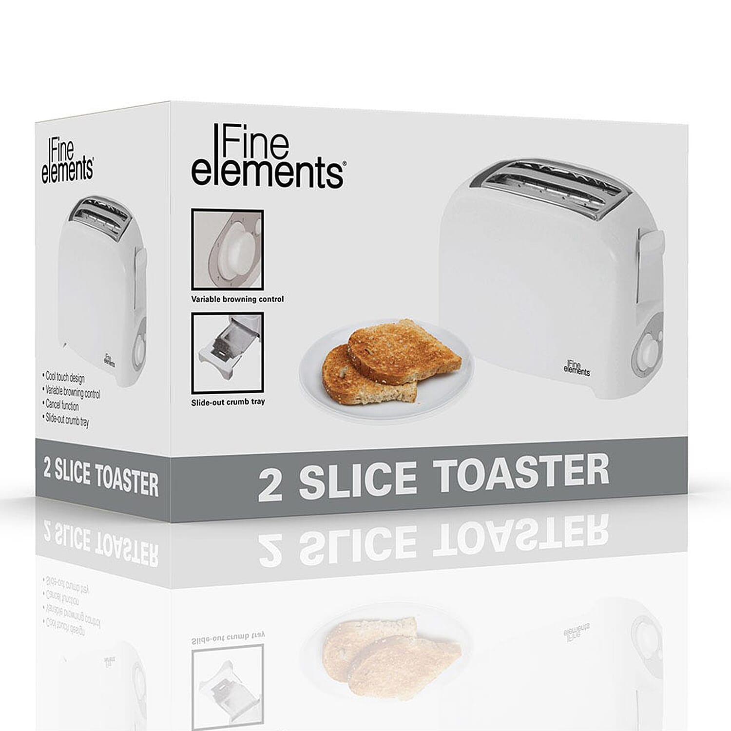 Fine Elements White 2-Slice Toaster 7864455 0