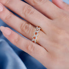 Nigerian Natural Spessartine Garnet , White Zircon Band Ring in 18K Vermeil Yellow Gold Plated Sterling Silver 1.03 Ct.