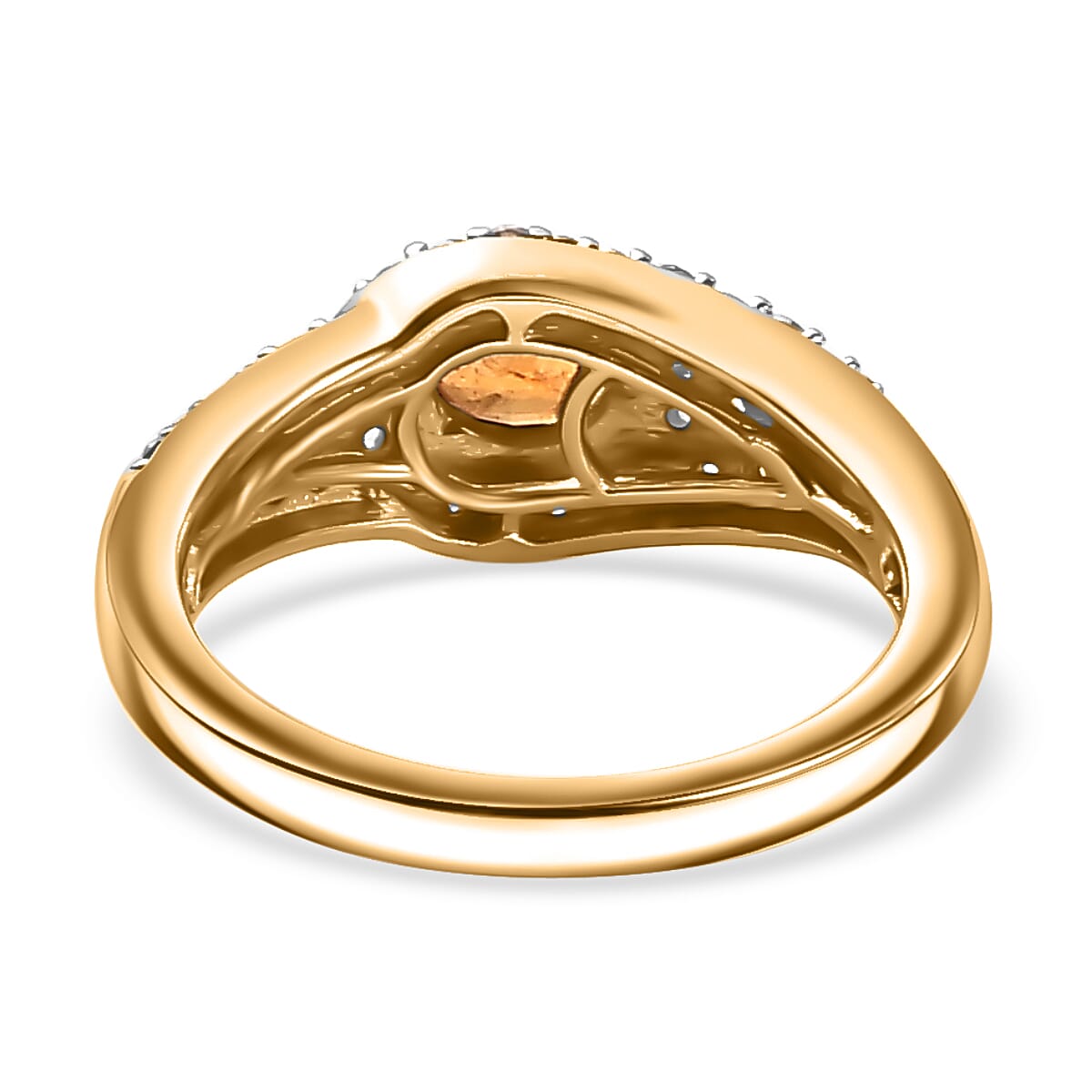 Spessartine Garnet, White Zircon Ring in 18K Yellow Gold Vermeil Plated Sterling Silver 7861204 5