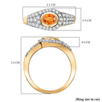 Nigerian Natural Spessartine Garnet,White Zircon Main Stone With Side Stone Ring in 18K Vermeil Yellow Gold Plated Sterling Silver 1.09