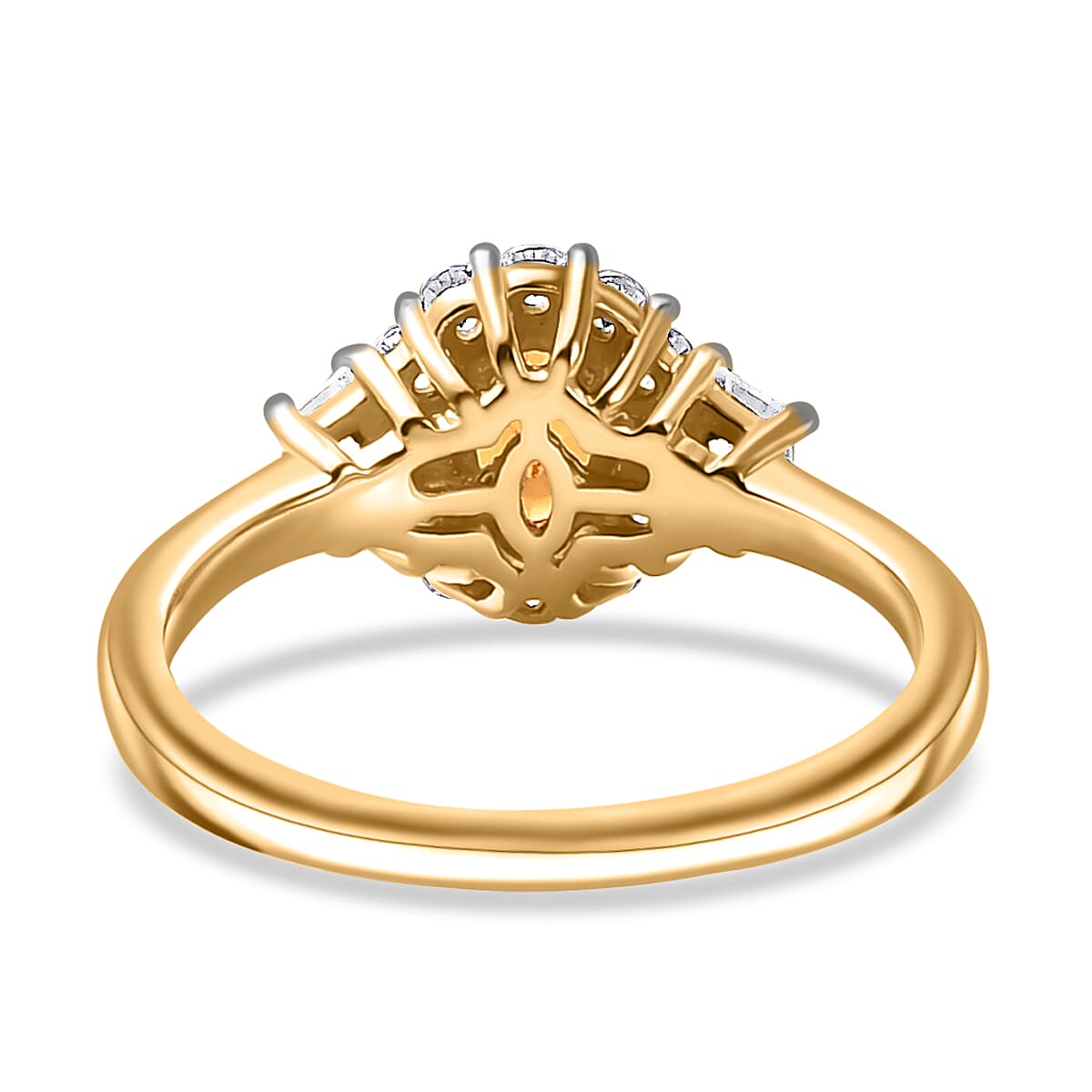 Spessartine Garnet, White Zircon Halo Ring in 18K Yellow Gold Vermeil Plated Sterling Silver 7855448 4