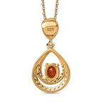 Nigerian Natural Spessartine Garnet, White Zircon Pendant With Silver Chain (Size 20) in 18K Vermeil Yellow Gold Plated Sterling Silver 1.290 Ct.