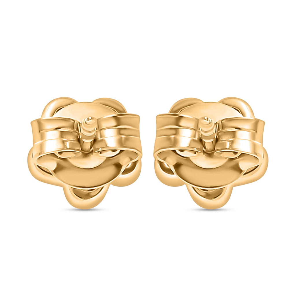 Spessartine Garnet, White Zircon Solitaire Stud With Push Back Earring in 18K Vermeil Yellow Gold Plate Sterling Silver