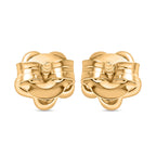 Spessartine Garnet, White Zircon Solitaire Stud With Push Back Earring in 18K Vermeil Yellow Gold Plate Sterling Silver