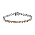 Spessartine Garnet and Natural Zircon Tennis Bracelet (Size - 7) in Platinum Overlay Sterling Silver 5.26 Ct, Silver Wt. 10.90 Gms