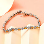 Spessartine Garnet and Natural Zircon Tennis Bracelet (Size - 7) in Platinum Overlay Sterling Silver 5.26 Ct, Silver Wt. 10.90 Gms