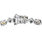 Spessartine Garnet and Natural Zircon Tennis Bracelet (Size - 7) in Platinum Overlay Sterling Silver 5.26 Ct, Silver Wt. 10.90 Gms